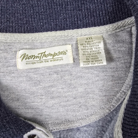 Vintage Norm Thompson Sweater Mens XXL Gray Polo Collar Pullover Classic Style - Picture 5 of 7